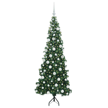 vidaXL Hoek Kunstkerstboom met 300 LED Groen 180 cm PVC en Metaal afbeelding3 - 1