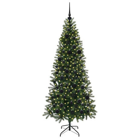 vidaXL Kunstkerstboom met 300 LED met standaard Groen 180 cm PE en PVC afbeelding3 - 1