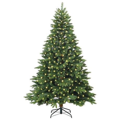 vidaXL Kunstkerstboom met 300 LED met standaard Groen 210 cm PE en PVC afbeelding3 - 1