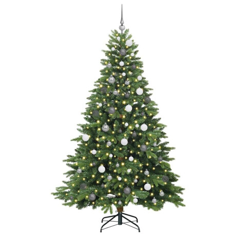 vidaXL Kunstkerstboom met 300 LED met standaard Groen 210 cm PE en PVC afbeelding3 - 1