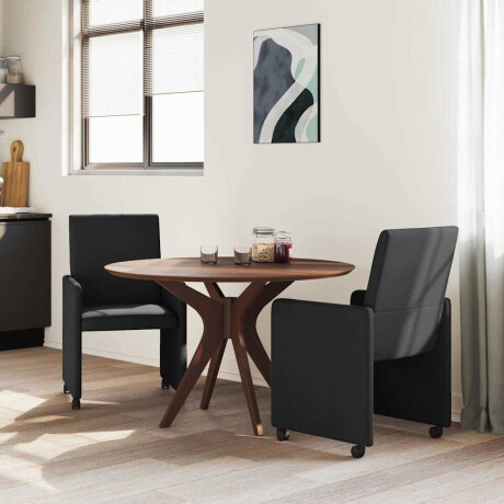 vidaXL Eetkamerstoelen met Wieltjes 2 pcs Zwart 57 x 66 x 94 cm Stof afbeelding3 - 1