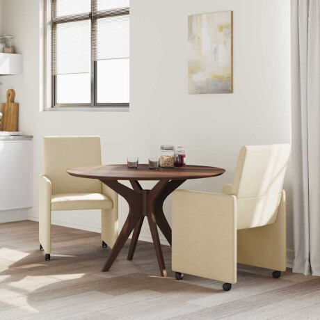 vidaXL Eetkamerstoelen met Wieltjes 2 pcs Crème 57 x 66 x 94 cm Stof afbeelding3 - 1