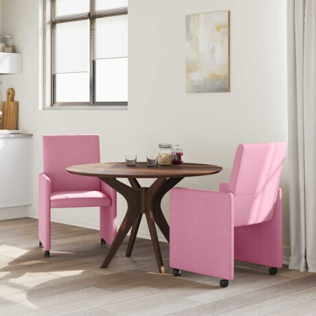 vidaXL Dining Stoelen met Wielen 2 pcs Roze 57 x 66 x 94 cm Stof afbeelding3 - 1