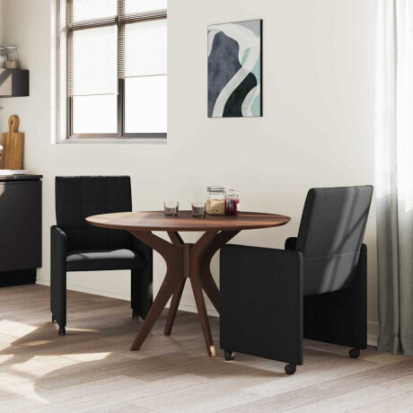 vidaXL Eetkamerstoelen met Wieltjes 2 pcs Zwart 58 x 65 x 94 cm Stof afbeelding3 - 1