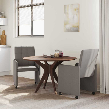 vidaXL Eetkamerstoelen met Wieltjes 2 pcs Taupe 58 x 65 x 94 cm Stof afbeelding3 - 1