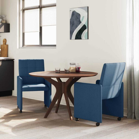 vidaXL Eetkamerstoelen met Wieltjes 2 pcs Blauw 58 x 65 x 94 cm Stof afbeelding3 - 1