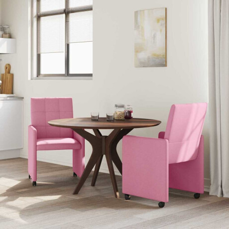 vidaXL Dining Stoelen met Wielen 2 pcs Roze 58 x 65 x 94 cm Stof afbeelding3 - 1