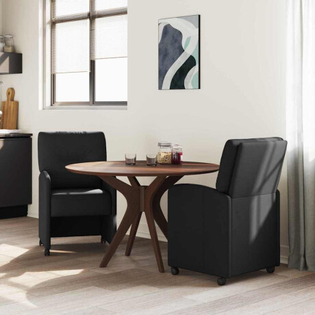 vidaXL Eetkamerstoelen met Wieltjes 2 pcs Zwart 57 x 67 x 95 cm Stof afbeelding3 - 1