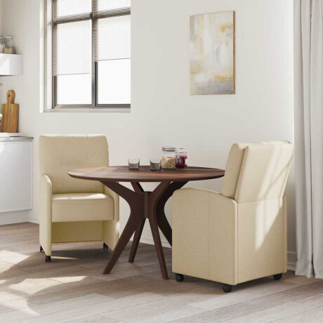 vidaXL Eetkamerstoelen met Wieltjes 2 pcs Crème 57 x 67 x 95 cm Stof afbeelding3 - 1