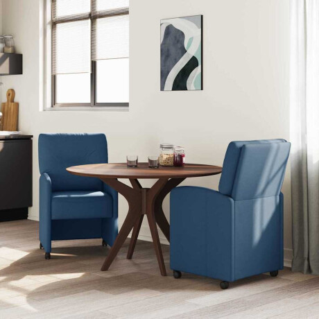 vidaXL Eetkamerstoelen met Wieltjes 2 pcs Blauw 57 x 67 x 95 cm Stof afbeelding3 - 1