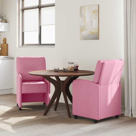 vidaXL Dining Stoelen met Wielen 2 pcs Roze 57 x 67 x 95 cm Stof afbeelding3 - 1