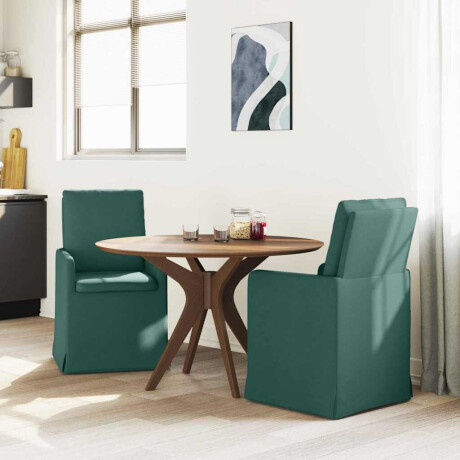 vidaXL Eettafelstoelen 2 pcs Donkergroen 57 x 67 x 98 cm Stof afbeelding3 - 1