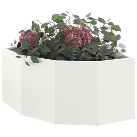 vidaXL Hoek Plantbak Wit 60 x 60 x 35 cm Staal afbeelding3 - 1