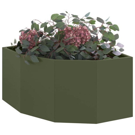 vidaXL Hoek Plantbak Olijfgroen 60 x 60 x 35 cm Staal afbeelding3 - 1