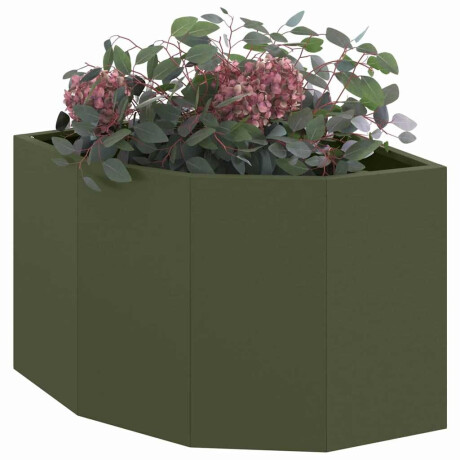vidaXL Hoek Plantbak Olijfgroen 45 x 45 x 35 cm Staal afbeelding3 - 1