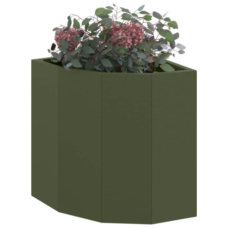 vidaXL Hoek Plantbak Olijfgroen 30 x 30 x 35 cm Staal afbeelding3 - 1