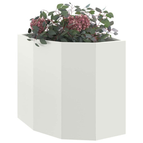 vidaXL Hoek Plantbak Wit 45 x 45 x 50 cm Staal afbeelding3 - 1