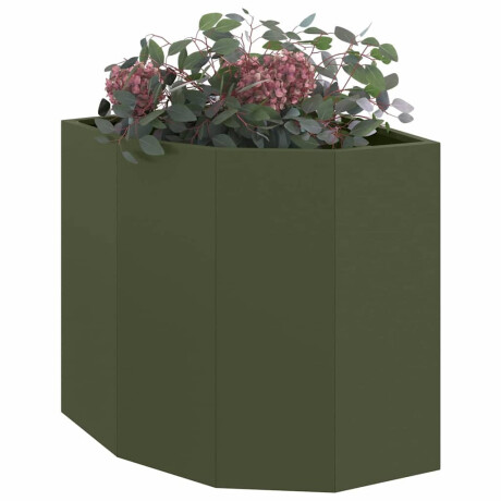 vidaXL Hoek Plantbak Olijfgroen 45 x 45 x 50 cm Staal afbeelding3 - 1