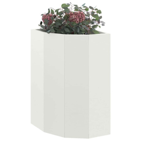 vidaXL Hoek Plantbak Wit 30 x 30 x 50 cm Staal afbeelding3 - 1