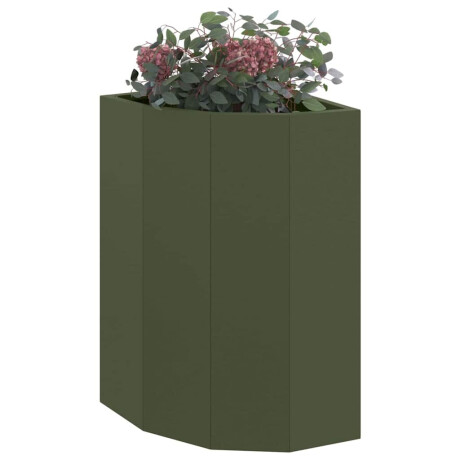vidaXL Hoek Plantbak Olijfgroen 30 x 30 x 50 cm Staal afbeelding3 - 1