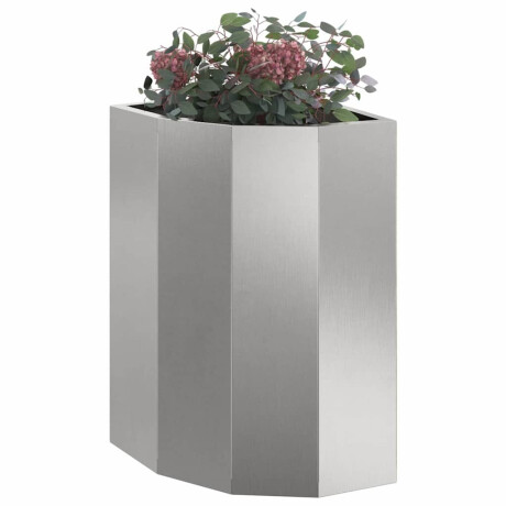 vidaXL Hoek Plantbak Zilver 30 x 30 x 50 cm Roestvrij staal afbeelding3 - 1