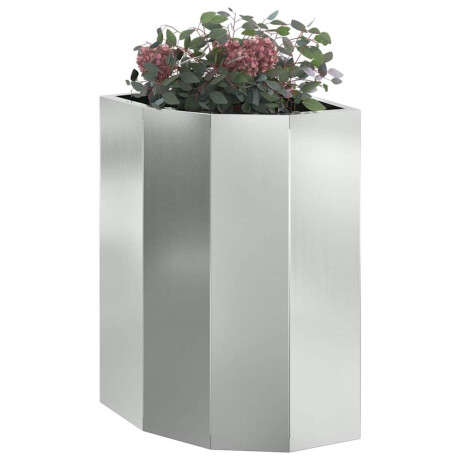 vidaXL Hoek Plantbak Zilver 30 x 30 x 50 cm Gegalvaniseerd staal afbeelding3 - 1