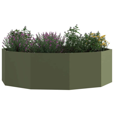 vidaXL Plantenbak Olijf Groen 120 x 120 x 35 cm Staal afbeelding3 - 1