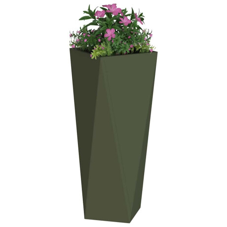 vidaXL Plantenbak Olijf Groen 30 x 30 x 75 cm Staal afbeelding3 - 1