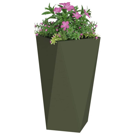 vidaXL Plantenbak 2 pcs Olijf Groen 40 x 40 x 75 cm Staal afbeelding3 - 1