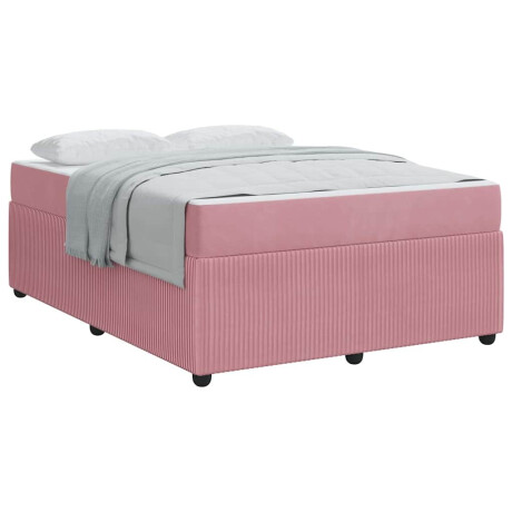 vidaXL Bedframe met matras Anders Roze 140 x 200 cm Fluweel afbeelding3 - 1