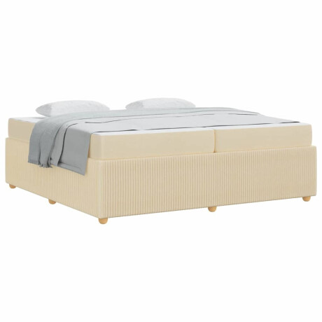 vidaXL Bedframe met matras met matras Crème 200 x 200 cm Stof afbeelding3 - 1