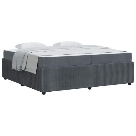 vidaXL Bedframe met matras met matras Donkergrijs 200 x 200 cm Fluweel afbeelding3 - 1