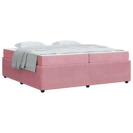 vidaXL Bedframe met matras met matras Roze 200 x 200 cm Fluweel afbeelding3 - 1