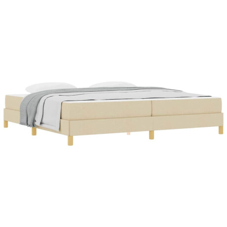 vidaXL Boxspring bed Crème, Bruin 200 x 200 cm Stof, Engineered Hout afbeelding3 - 1