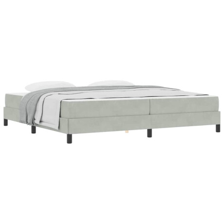 vidaXL Boxspringbed met matras Lichtgrijs 200 x 200 cm Fluweel afbeelding3 - 1