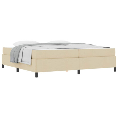 vidaXL Boxspring bed Crème, Zwart 200 x 200 cm Stof, Engineered Hout afbeelding3 - 1