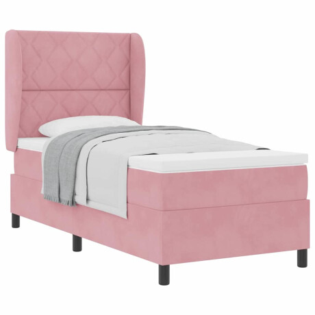 vidaXL Boxspring bed met matras Roze 100 x 200 cm Fluweel afbeelding3 - 1