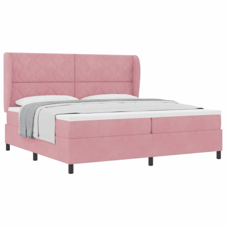 vidaXL Boxspring bed met matras Roze 200 x 200 cm Fluweel afbeelding3 - 1