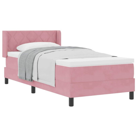 vidaXL Boxspringbed met Matras Zwart 100x200 cm Fluweel Roze afbeelding3 - 1