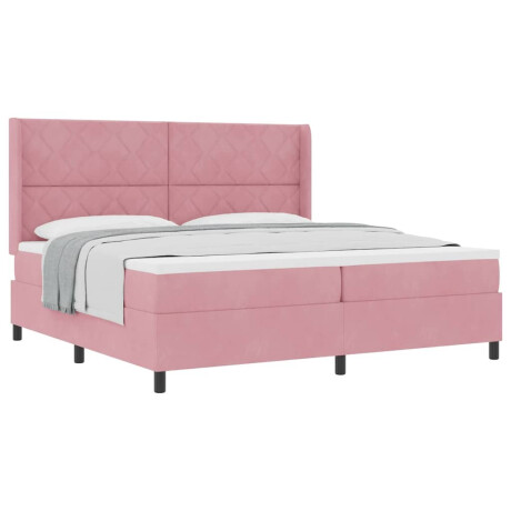vidaXL Boxspring bed met hoofdeinde Roze 200 x 200 cm Fluweel afbeelding3 - 1