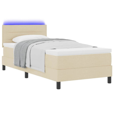 vidaXL Boxspring bed met matras met LED Crème 90 x 190 cm Stof afbeelding3 - 1