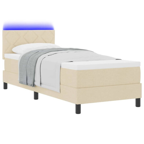vidaXL Boxspring bed met matras met LED Crème 80 x 200 cm Stof afbeelding3 - 1