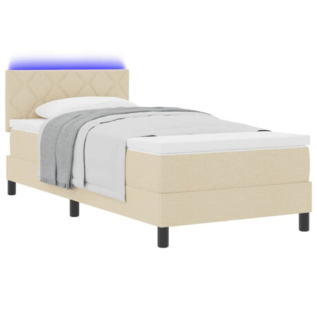 vidaXL Boxspring bed met matras met LED Crème 90 x 190 cm Stof afbeelding3 - 1