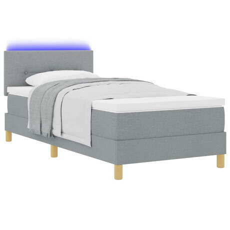 vidaXL LED Box Spring Bed met hoofdeinde Lichtgrijs 90 x 190 cm Stof afbeelding3 - 1