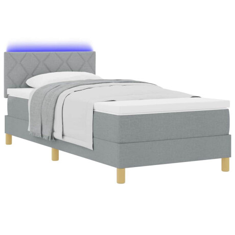 vidaXL LED Box Spring Bed met hoofdeinde Lichtgrijs 90 x 190 cm Stof afbeelding3 - 1