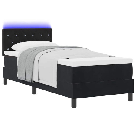 vidaXL LED Box Spring Bed met matras met LED Zwart 80 x 200 cm Fluweel afbeelding3 - 1