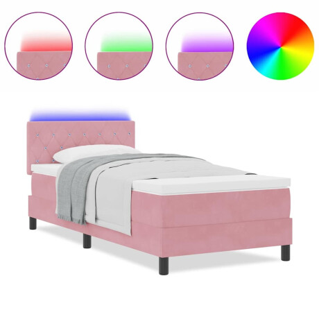 vidaXL Boxspring bed met matras Roze 100 x 200 cm Fluweel afbeelding3 - 1