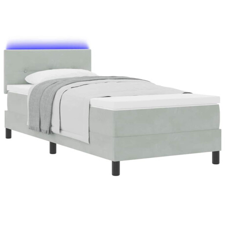 vidaXL Boxspring bed met hoofdeinde Lichtgrijs 80 x 200 cm Fluweel afbeelding3 - 1