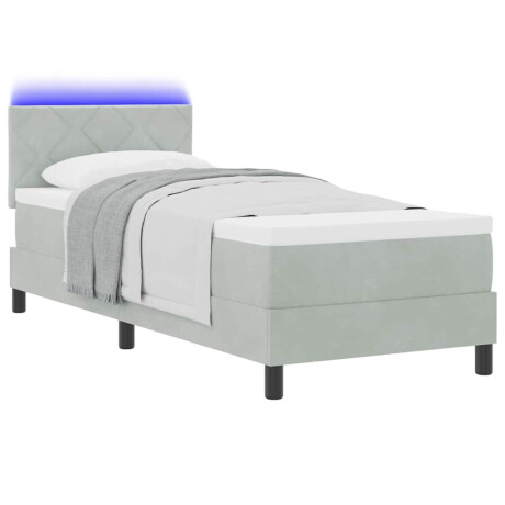 vidaXL Boxspring bed met hoofdeinde Lichtgrijs 80 x 200 cm Fluweel afbeelding3 - 1