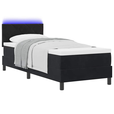 vidaXL LED Box Spring Bed met matras met LED Zwart 80 x 200 cm Fluweel afbeelding3 - 1